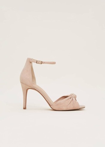 Phase Eight Nude Suede Open Toe Heels Beige Australia | JD0274918